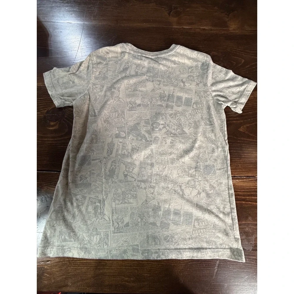 Marvel Comics Boys Graphic T-Shirt Grey All Over Print Comic Panels Size L 10/12